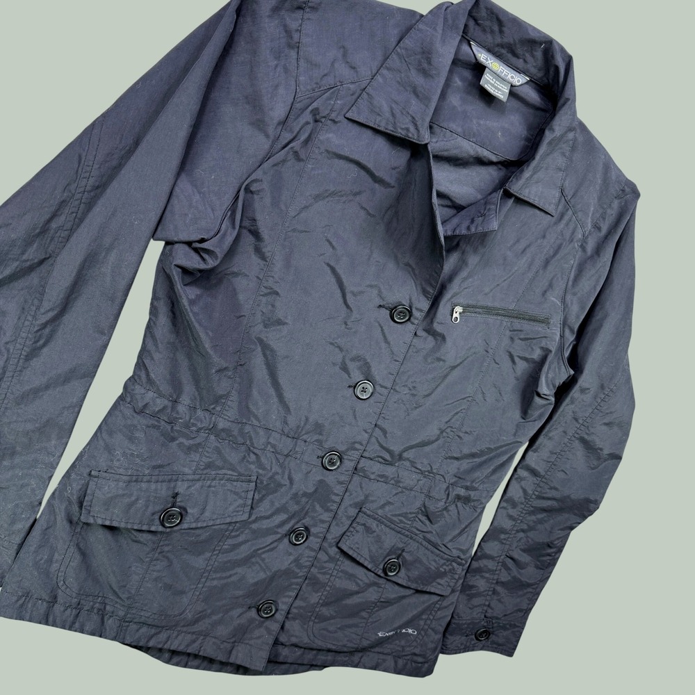ExOfficio Field Shacket Women XS Black Nylon Utility Travel Safari Gorp Shirt